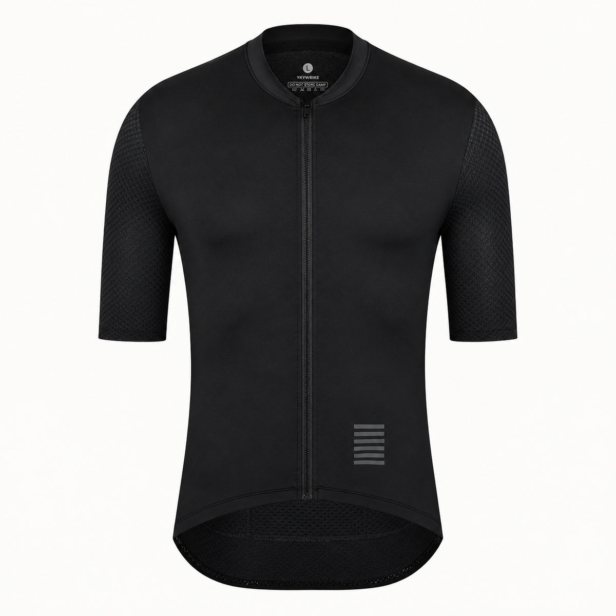 YKYWBIKE black short-sleeve cycling jersey, front view