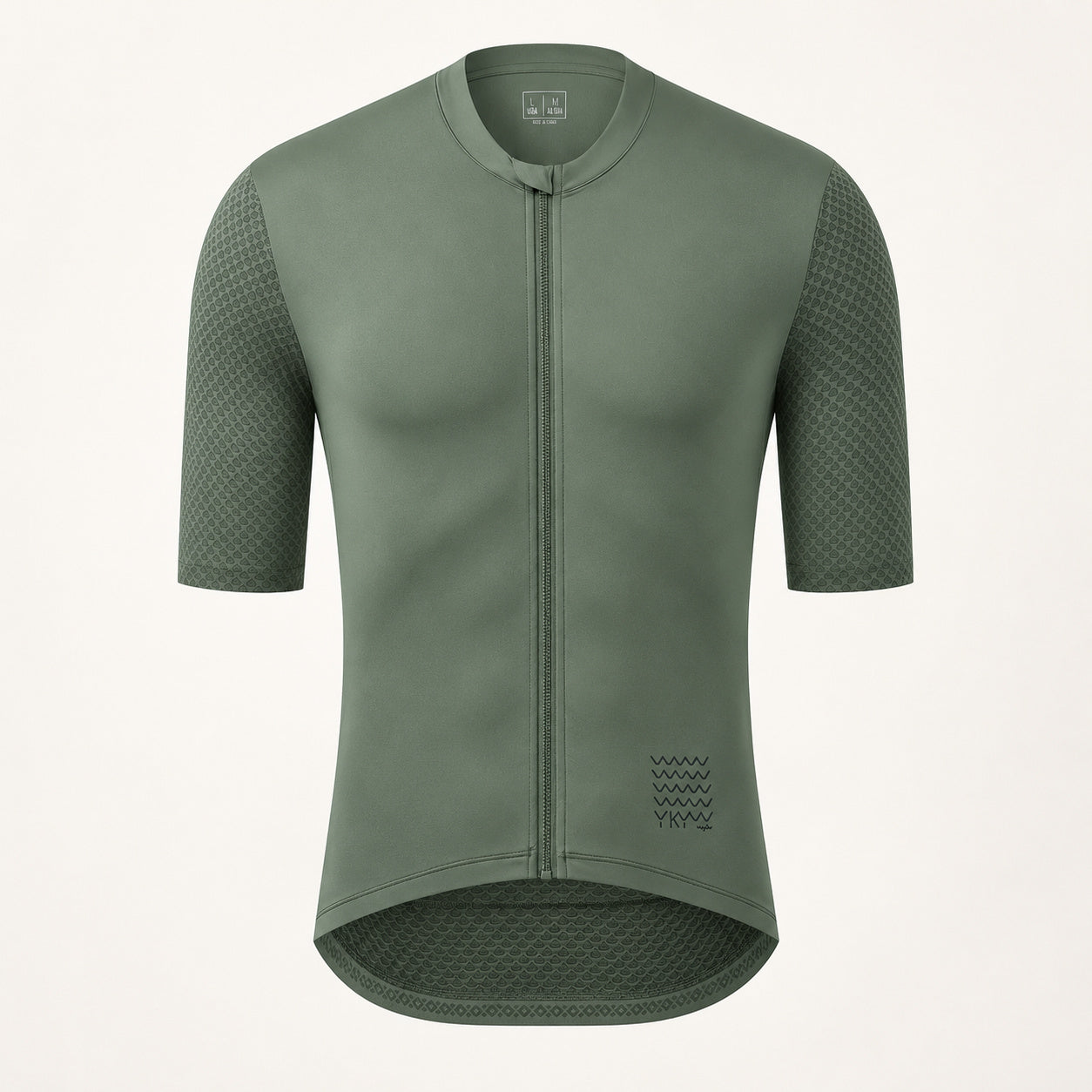 YKYWBIKE olive-green short-sleeve cycling jersey, front view
