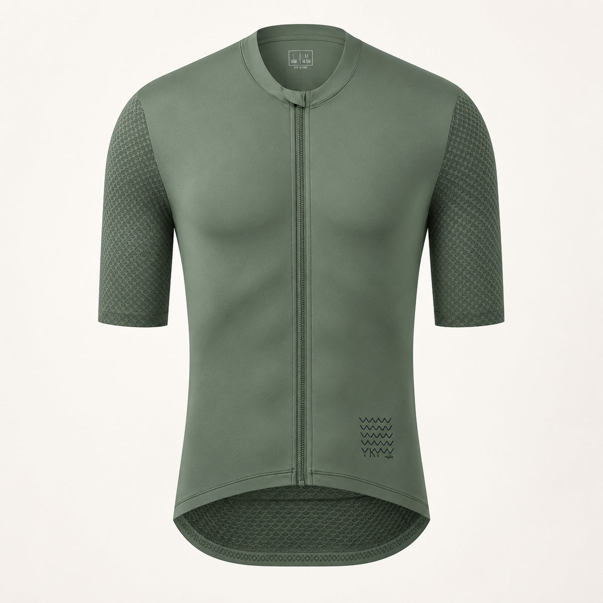 YKYWBIKE olive-green short-sleeve cycling jersey, front view