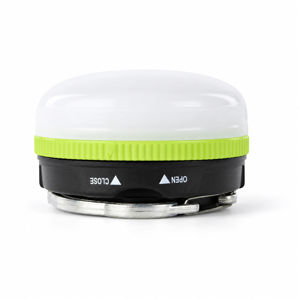 LUXPRO LP1503 mini lantern with white diffuser, green ring and folded aluminum clip