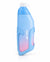 Blue cycling bottle with a pink lower gradient in its matching blue holder