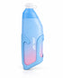 Blue cycling bottle with a pink lower gradient in its matching blue holder