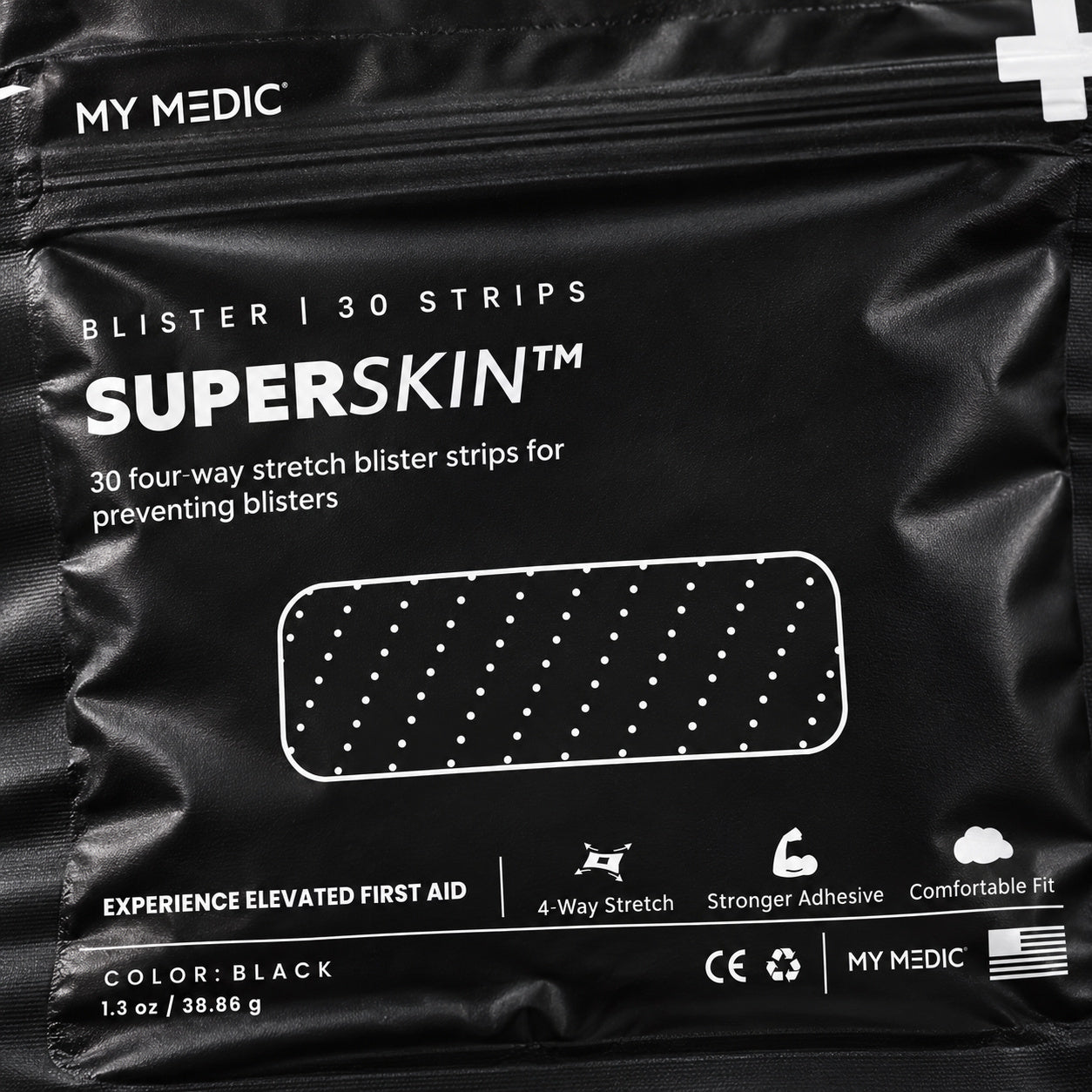 Front package material and 30-strip label on the SuperSkin pouch