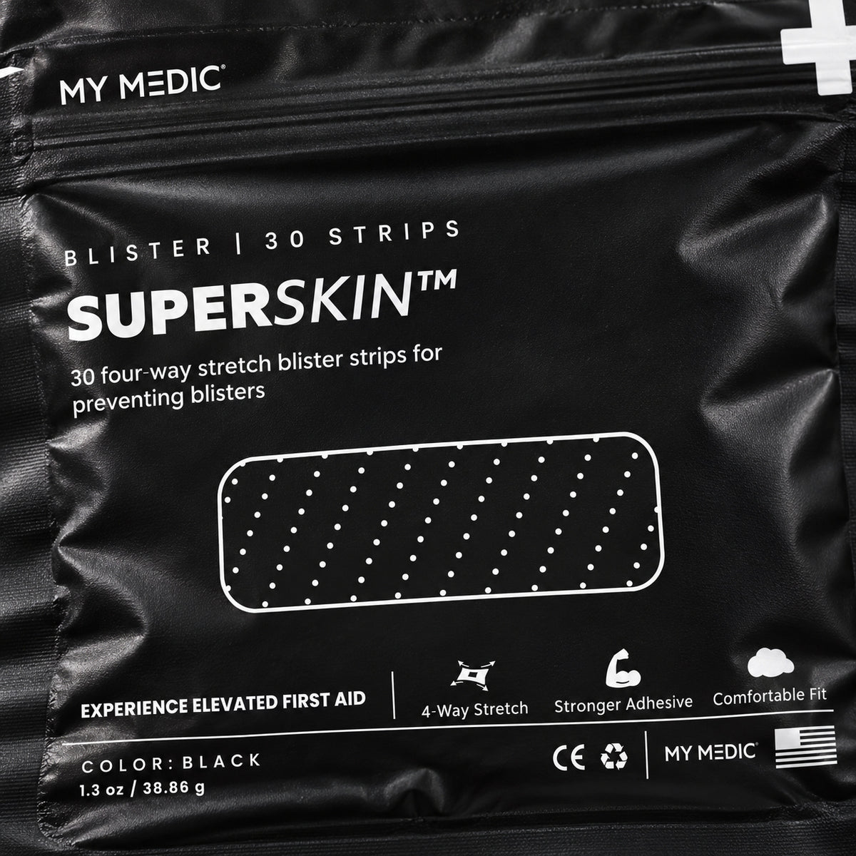 Front package material and 30-strip label on the SuperSkin pouch