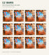 Quantity illustration showing twelve individually wrapped CLIF Crunchy Peanut Butter bars; one selected flavor per 12-bar pack.