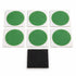 Six green Planet Bike SKAB patches on white backings with the included black abrading square