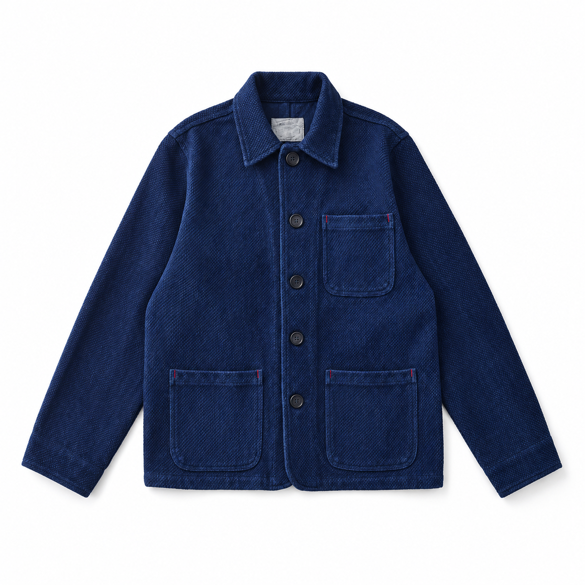 Akkad Kuti Indigo French Shirt Jacket - Men's in indigo, shown fully against a plain background.