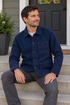 Akkad Kuti Indigo French Shirt Jacket - Men's worn in an everyday setting