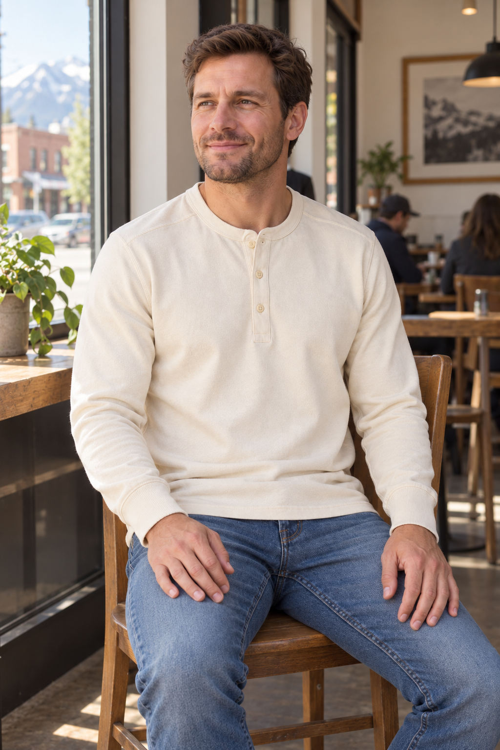Bronson Heavyweight Henley - Men's worn in an everyday setting