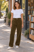 Alpex Alder Straight Corduroy Pants - Women's in khaki, worn with everyday clothing.