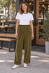 Alpex Juniper Elastic-Waist Corduroy Pants - Women's in deep khaki, worn with everyday clothing.
