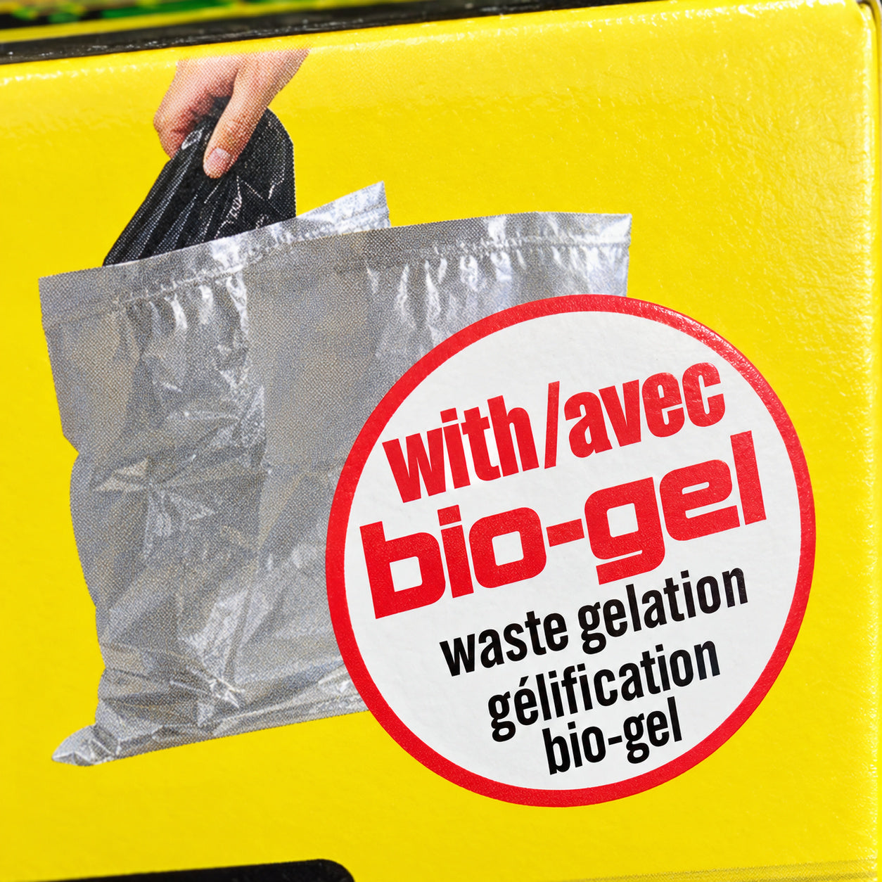 Detail of the genuine with Bio-Gel label on the Double Doodie carton