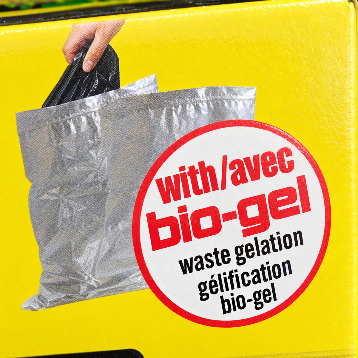 Detail of the genuine with Bio-Gel label on the Double Doodie carton