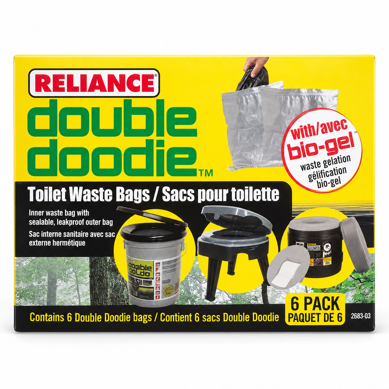 Reliance Double Doodie with Bio-Gel six-pack carton, model 2683-03