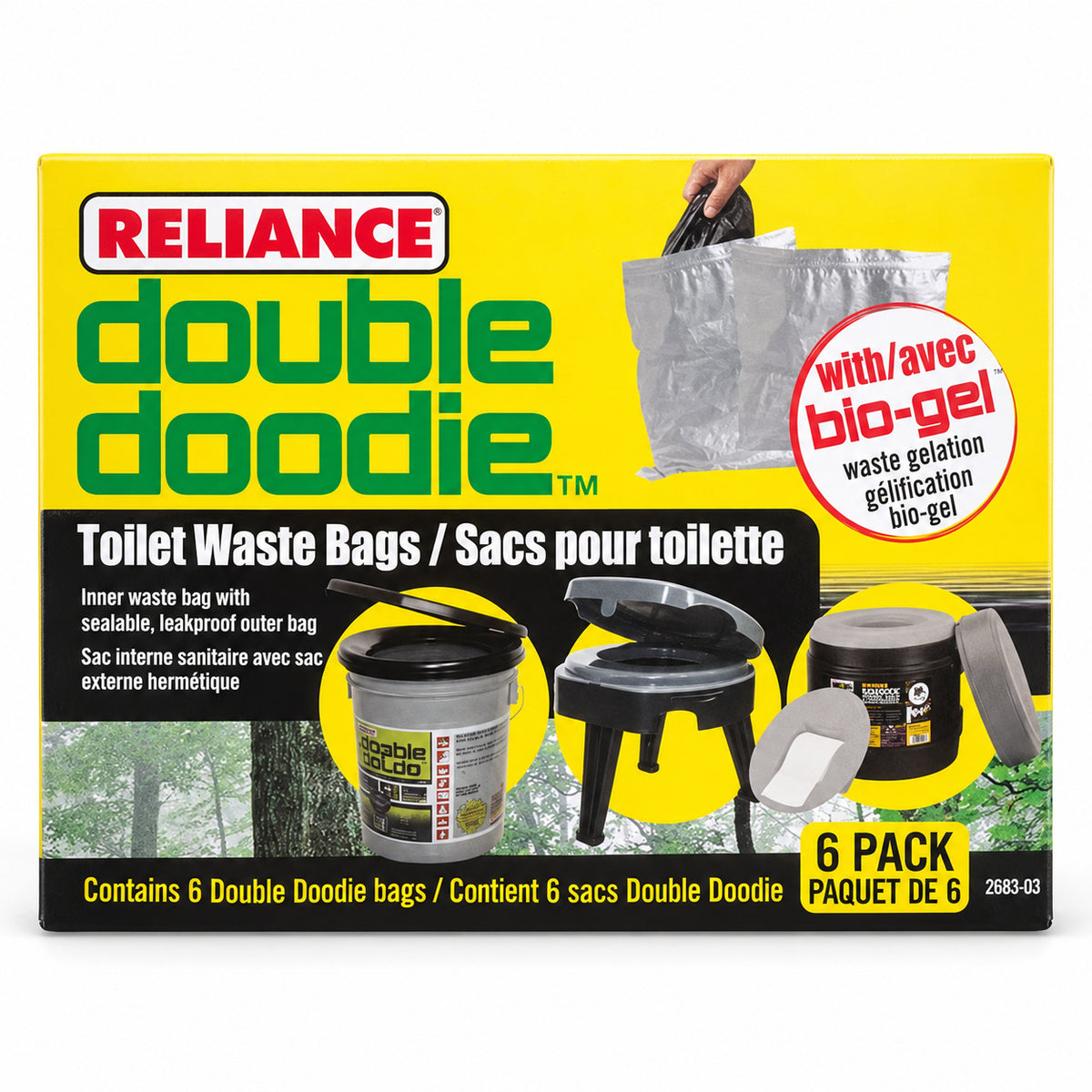 Reliance Double Doodie with Bio-Gel six-pack carton, model 2683-03