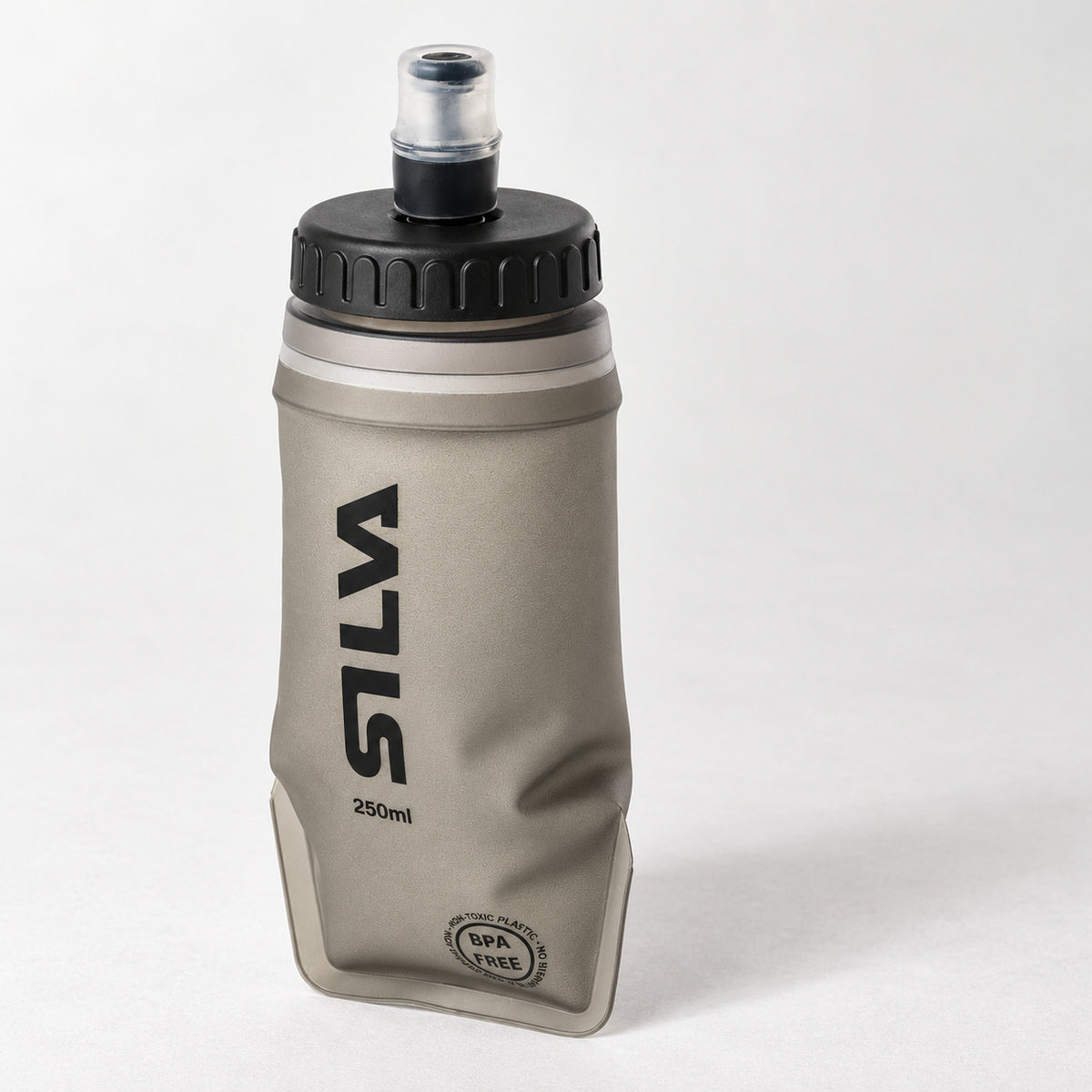 SILVA 250 mL gray soft flask with its compact body and standard bite nozzle.