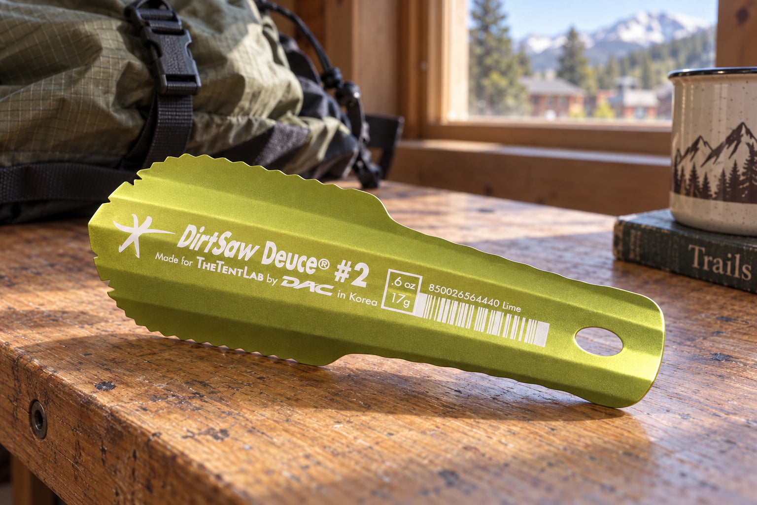 Lime DirtSaw Deuce #2 trowel on a home gear bench