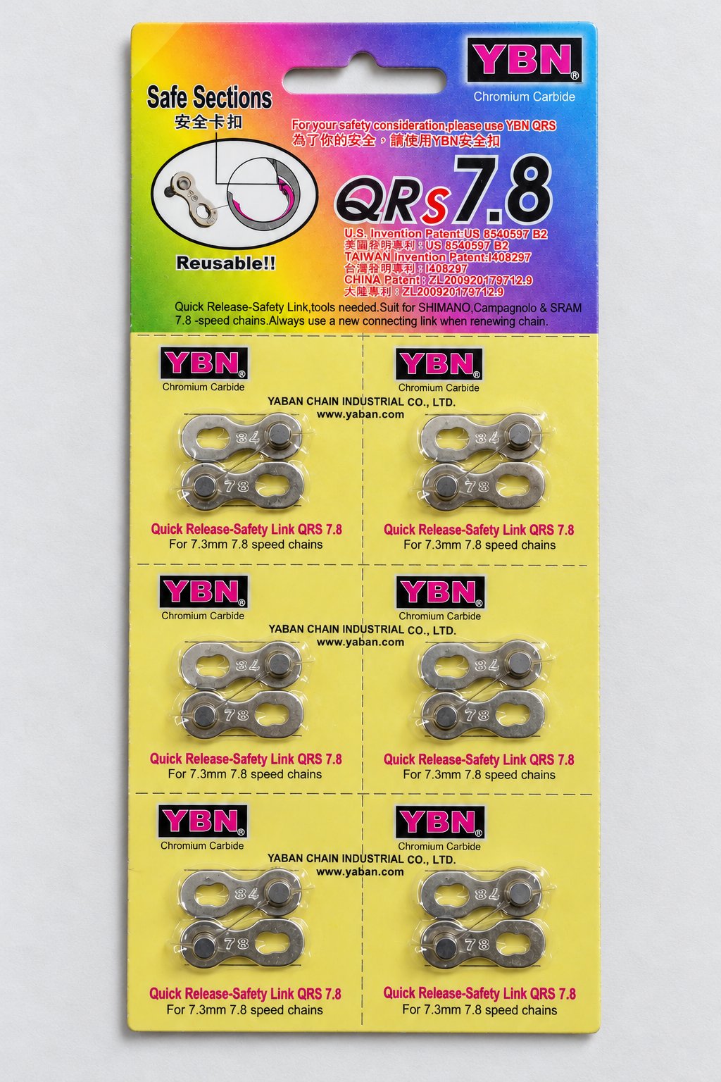 6 pairs of silver 7/8-speed quick links, shown as 12 separate mating half plates