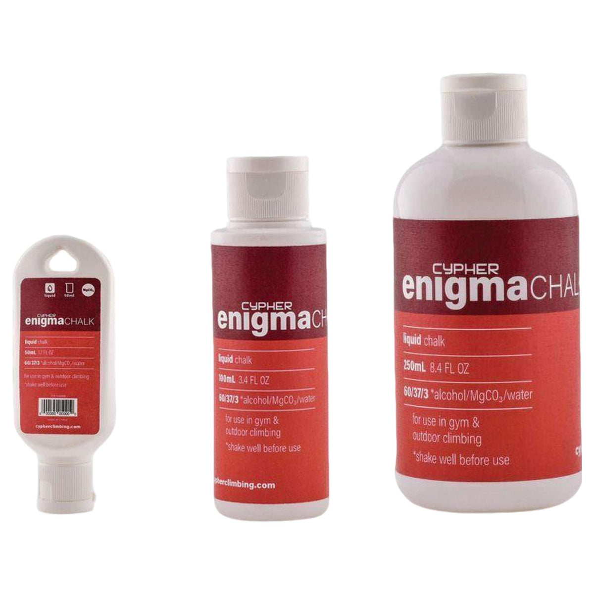 Cypher Enigma liquid climbing chalk bottles