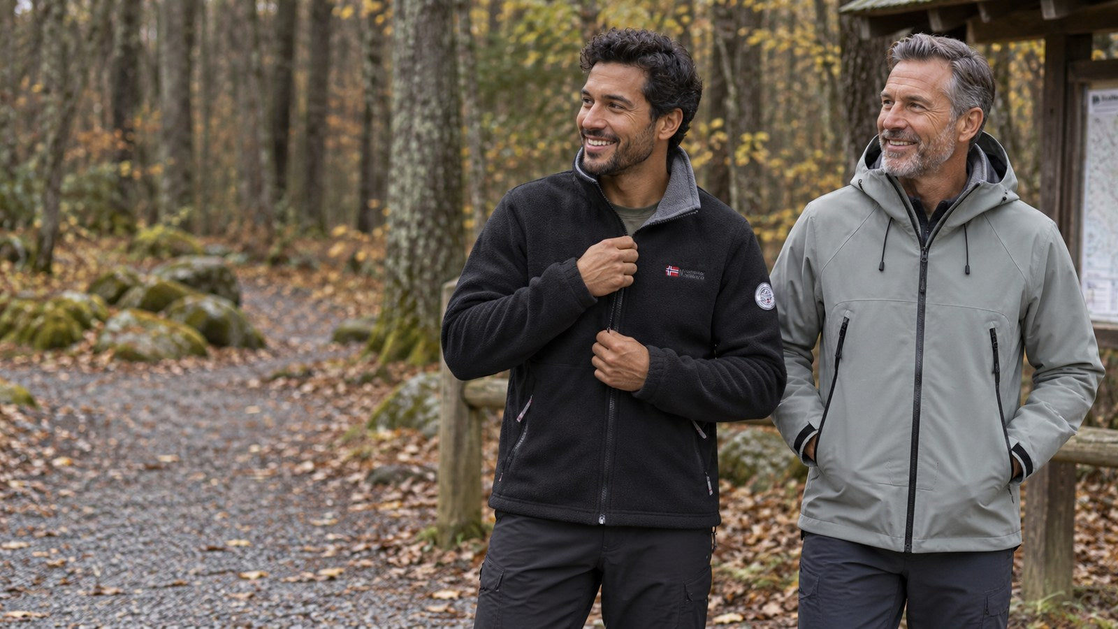 Stratus fleece and Tempest shell on an autumn trail